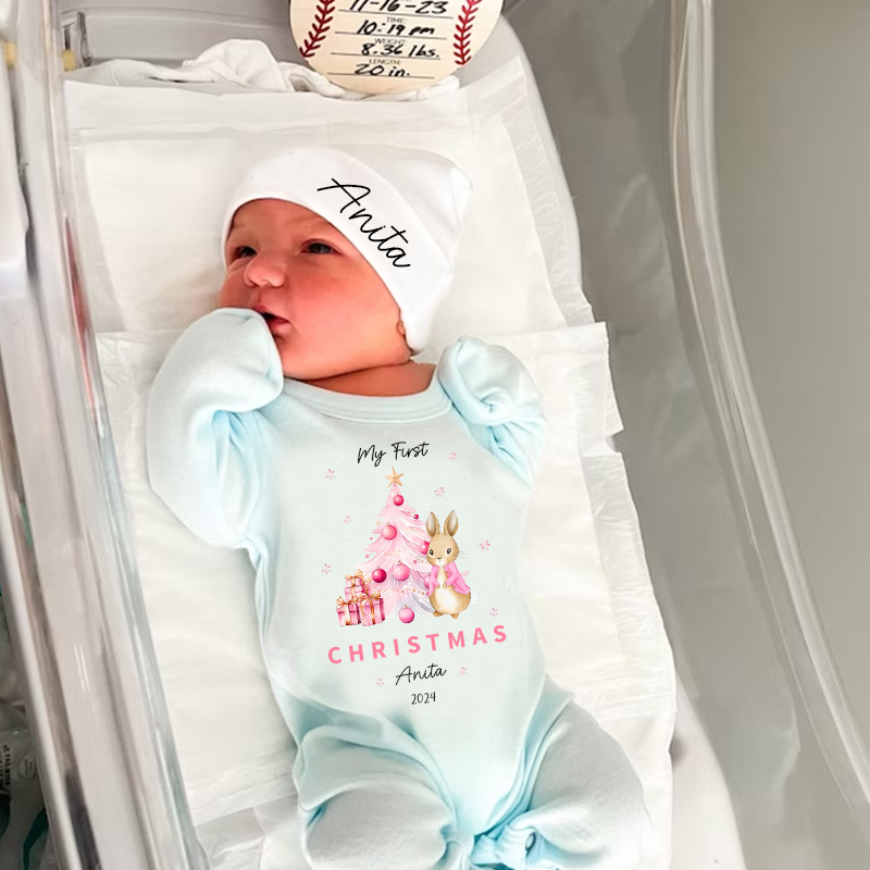 Personalized Baby First Christmas Rabbit Outfit| BBCloth1205