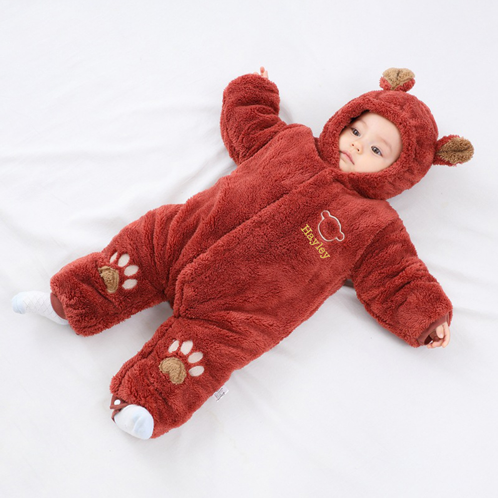 Personalized Unisex Baby Bear Fleece Jumpsuit| BBCloth77