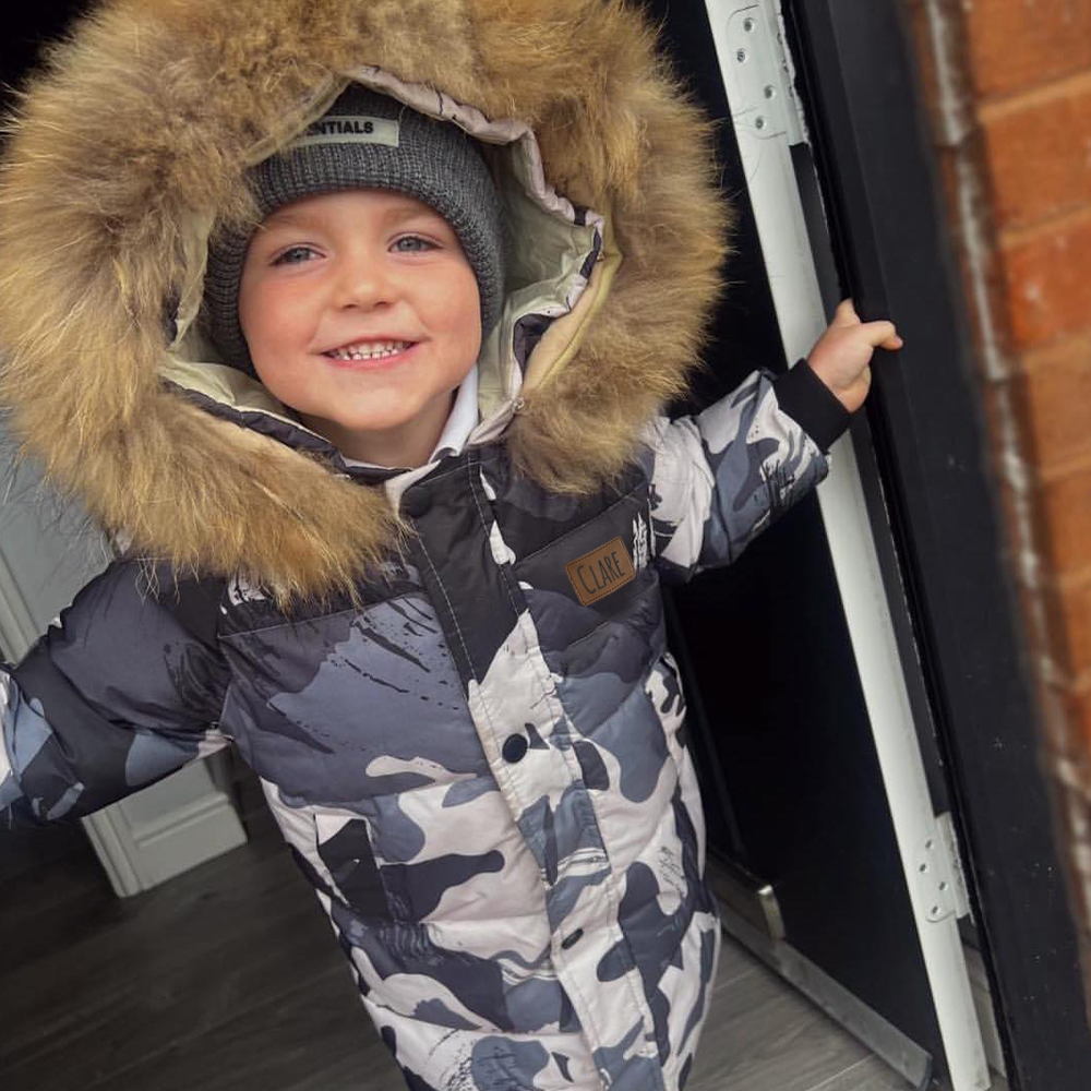 Personalized Kid Leather Patch Winter Thickened Warm Jacket| Cloth211