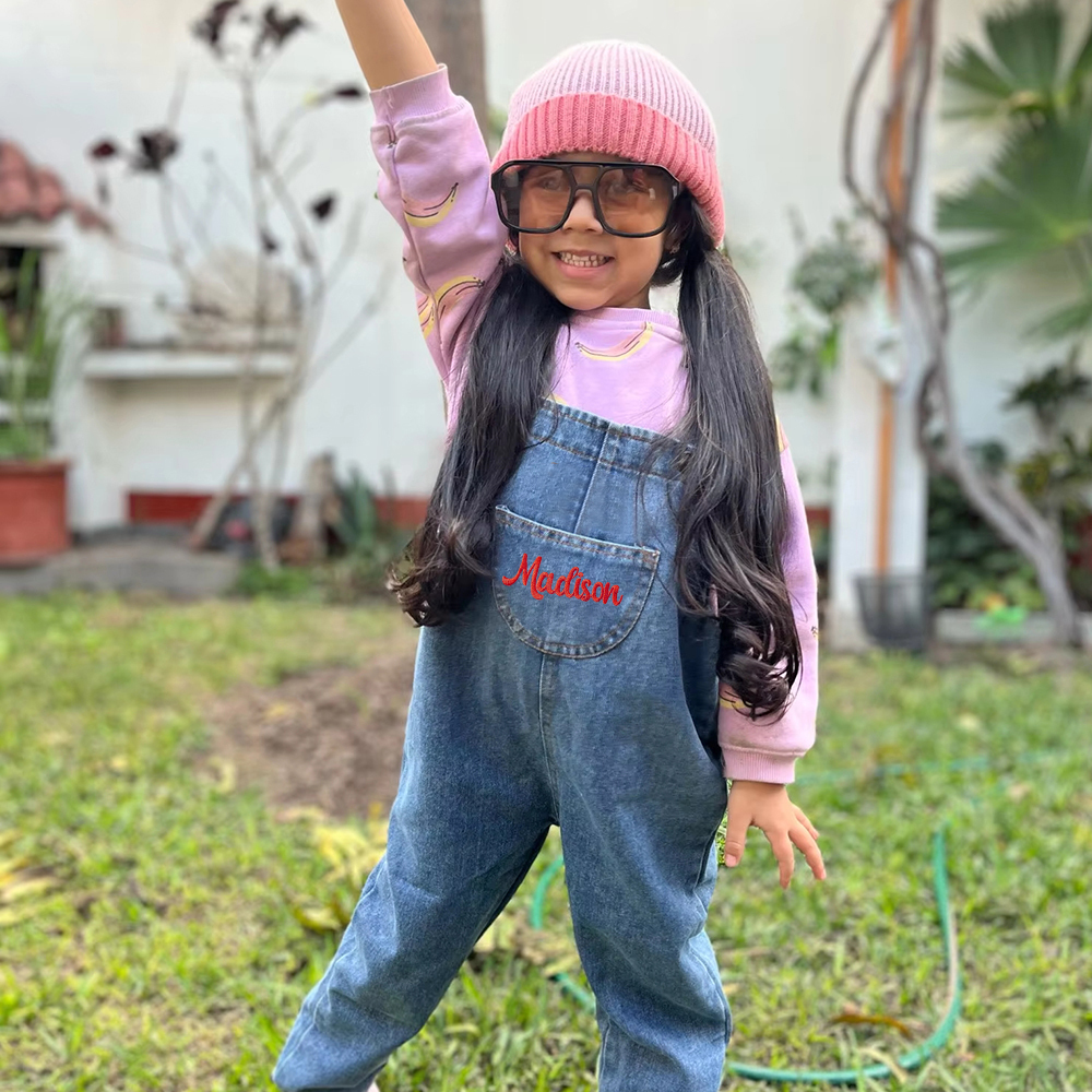 Personalized Kids Embroidered Denim Overalls| Pants21