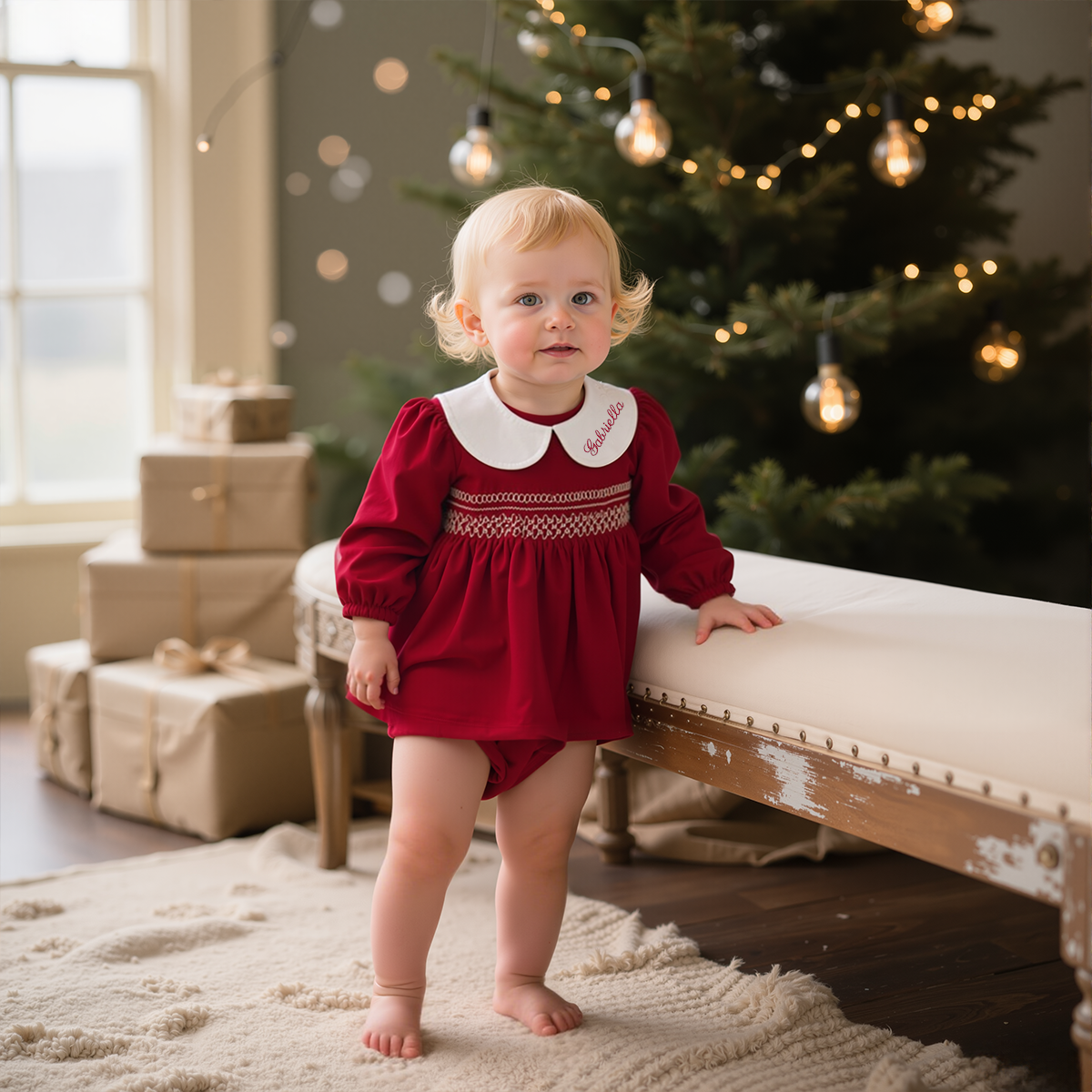 Personalized Girl Embroidered Christmas outfit| Cloth242