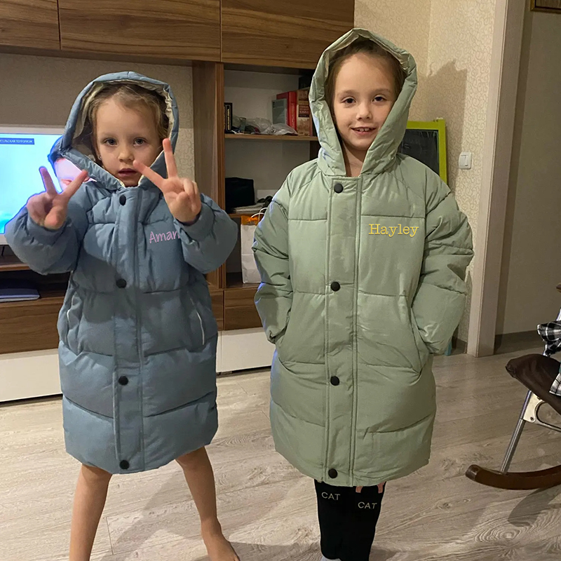 Personalized Kids Winter Thicken Warm Embroidered Long Jackets| Cloth199