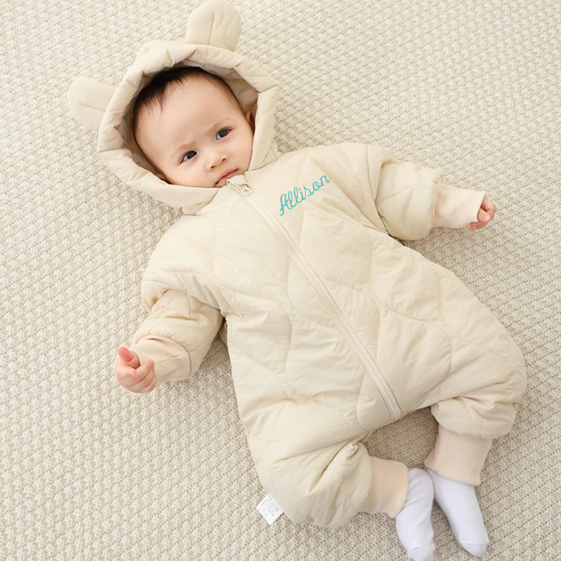 Personalized Baby Winter Embroidered Hooded Jumpsuit Coat| BBCloth72