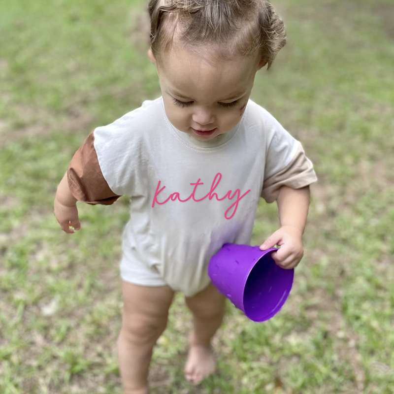 Personalized Baby Puff Name  Short Sleeve Shirt Romper| BBCloth49