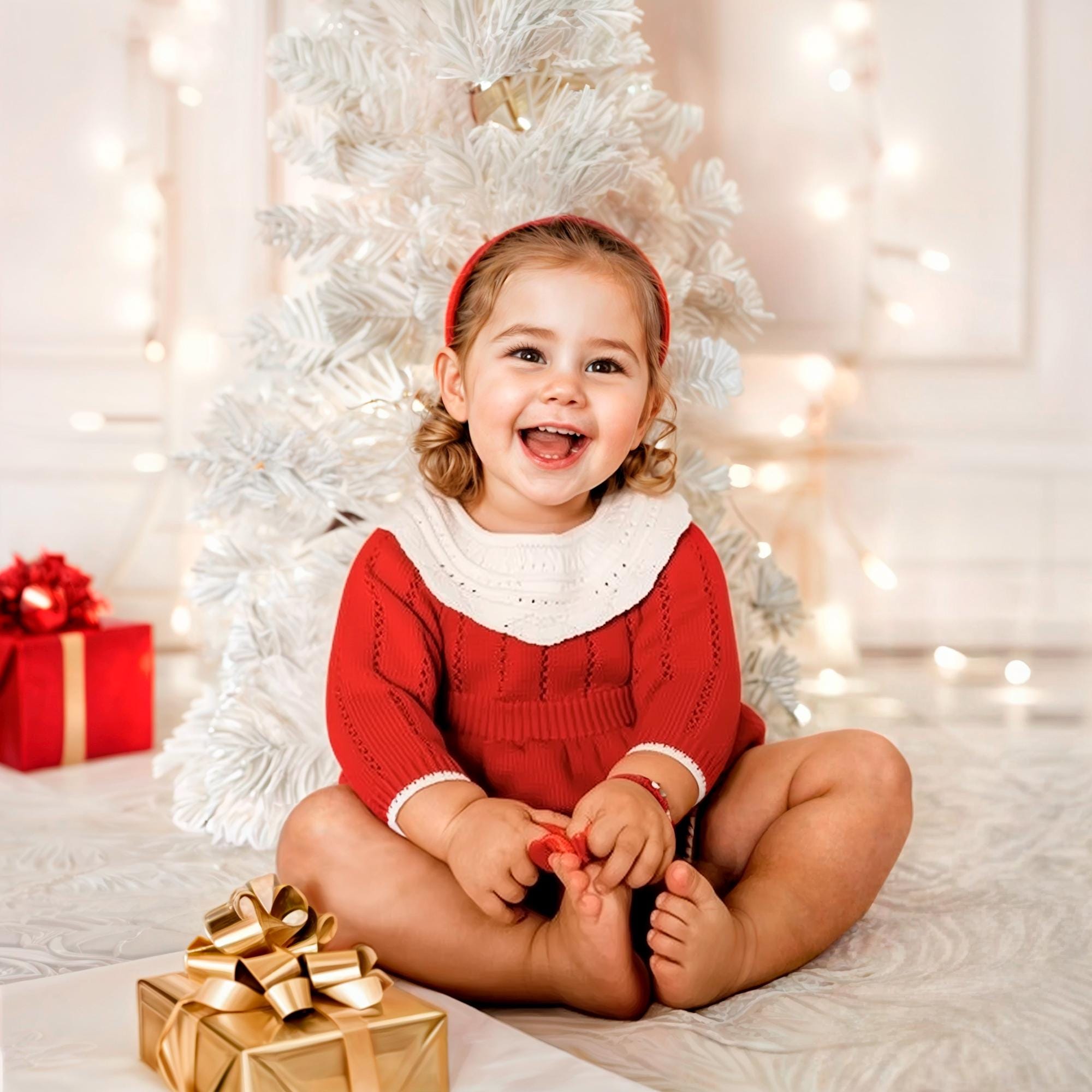 Personalized Baby Girl Christmas Embroidered Bubble Romper| BBcloth99