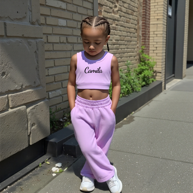Personalized 2PCS Girl Summer Sleeveless Vest Set| Cloth222