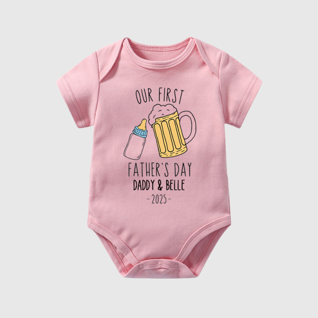 Personalized Funny Our First Father's Day Cozy Onesie| BBcloth2221