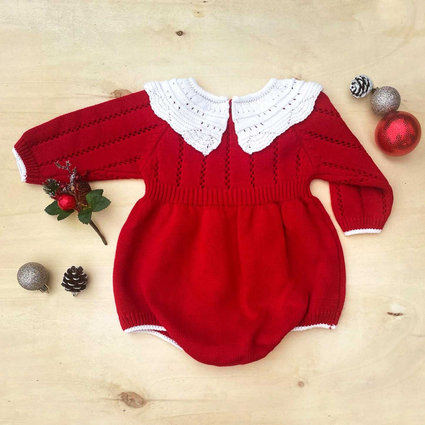 Personalized Baby Girl Christmas Embroidered Bubble Romper| BBcloth99