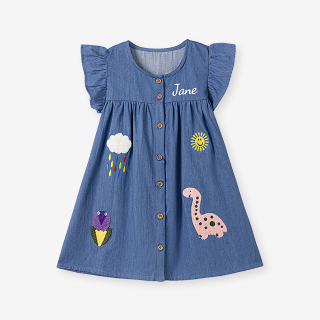 Personalized Girls Monogrammed Denim Dress| Dress20