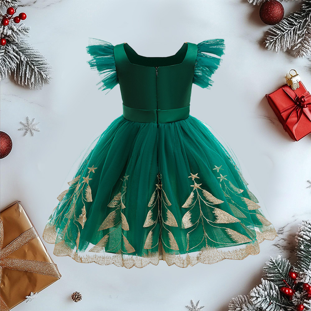 Personalized Girl Green Christmas Tutu Dress| YESMC35
