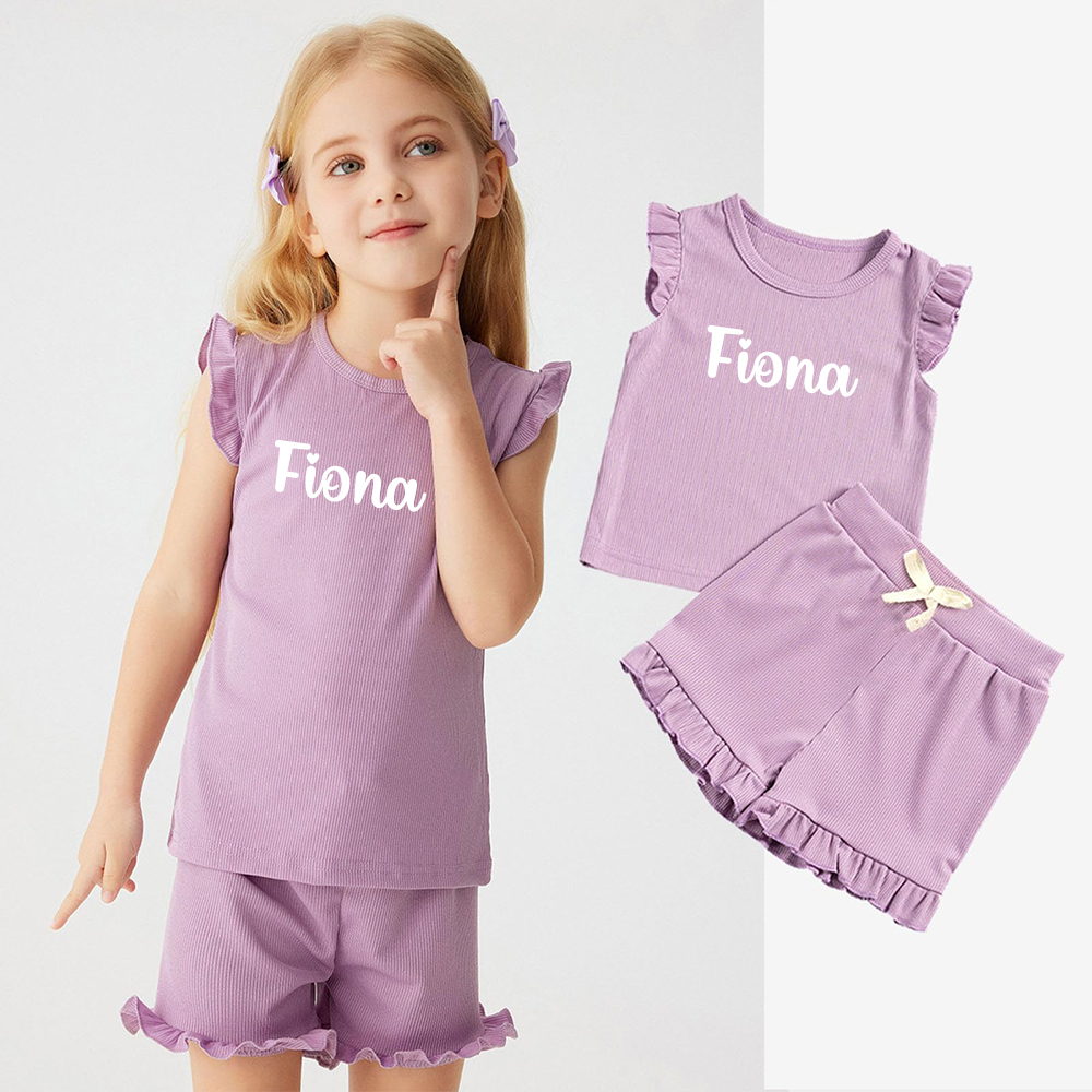 Personalized Girl Summer Ruffle T-Shirt and Shorts Set| Cloth231