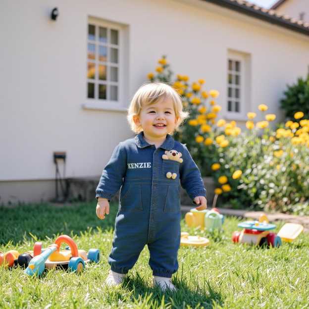 Personalized Baby Bear Denim Onesie With Bag Set| BBCloth89