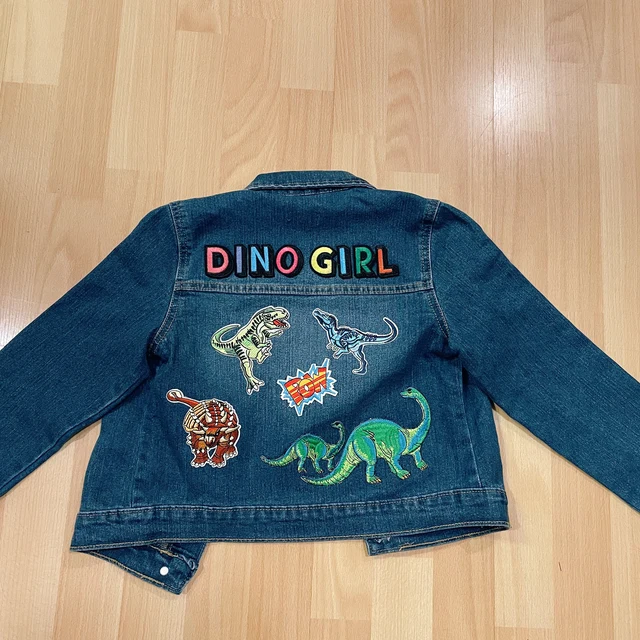 Personalized Kids Denim Dinosaurs Patch Jacket | Cloth180