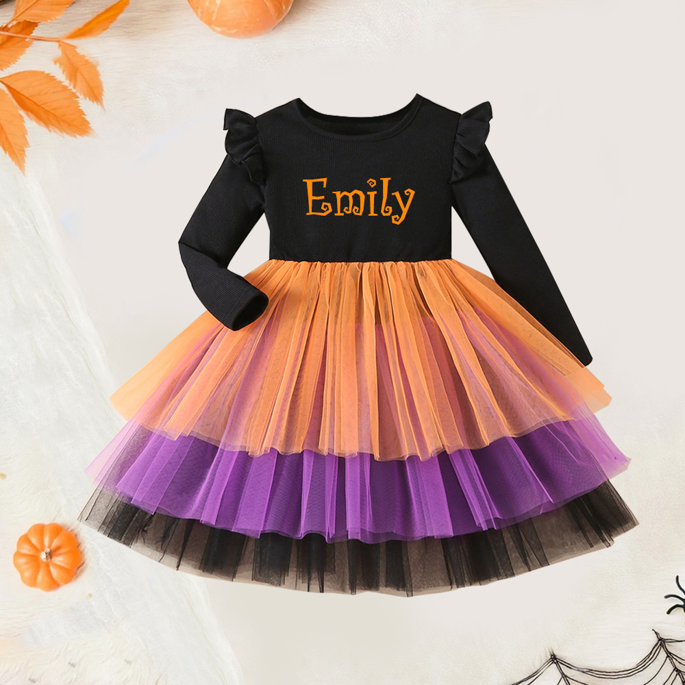 Personalized Girl Halloween Tulle Cake Dress| YESHalloween09