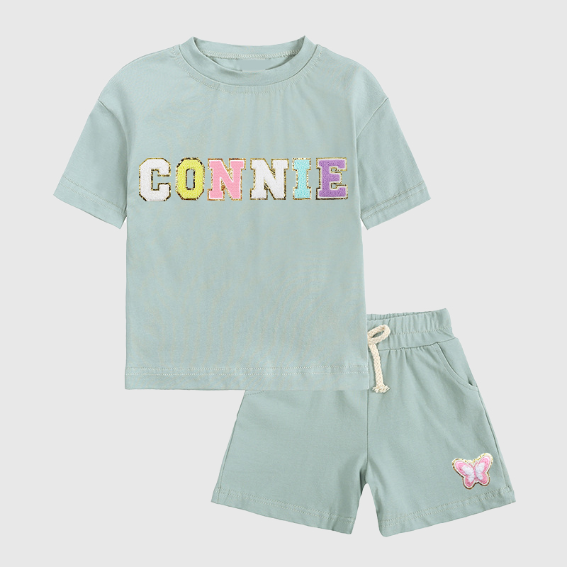 Personalized Kid Summer Hand Patch Toddler Set |Cloth218