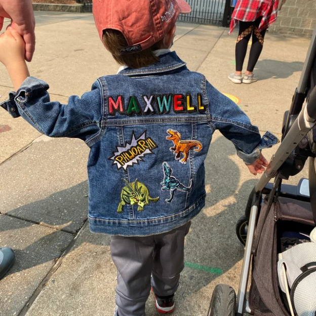 Personalized Kids Denim Dinosaurs Patch Jacket | Cloth180