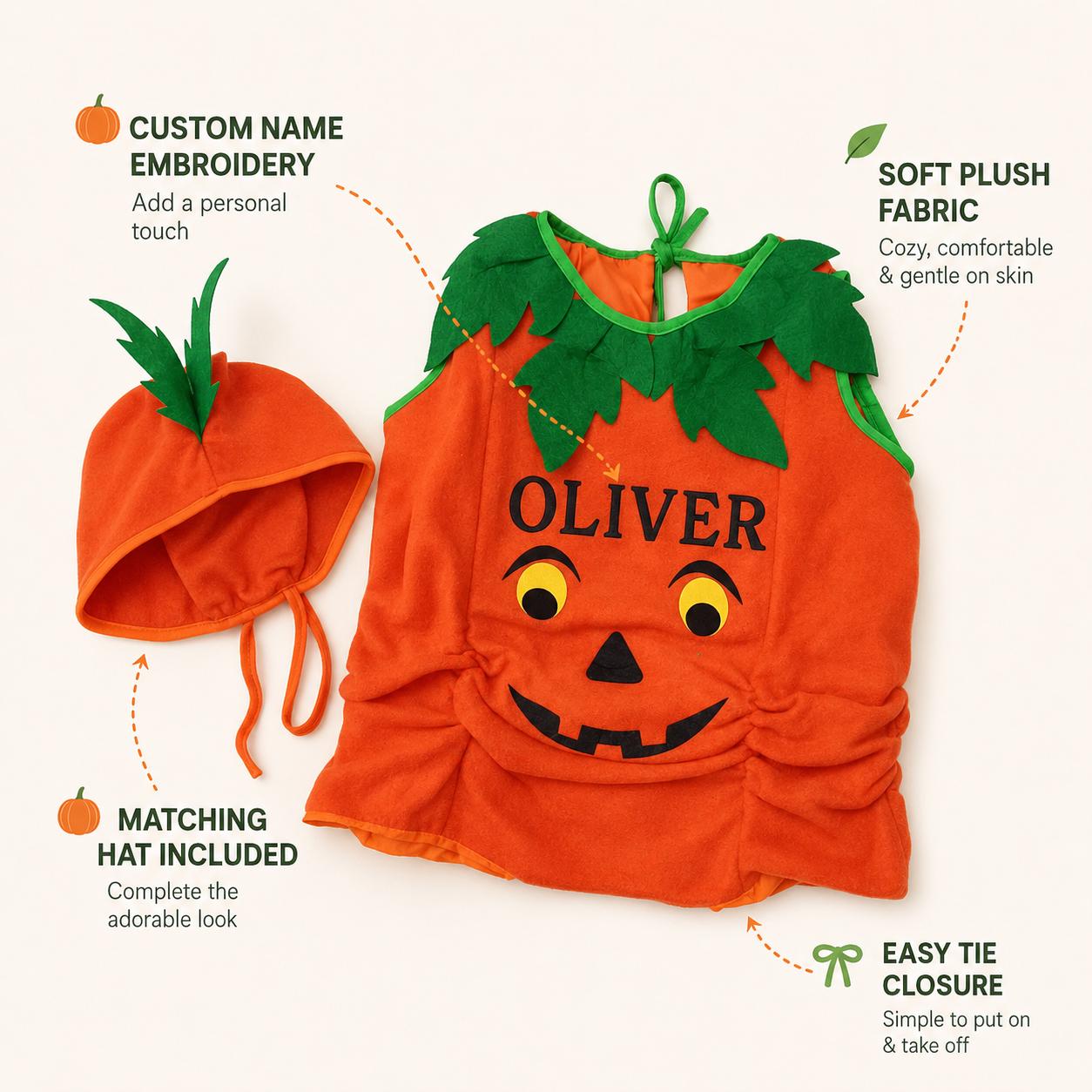Personalized Kids Pumpkin Costume Halloween Outfit| YESHalloween17