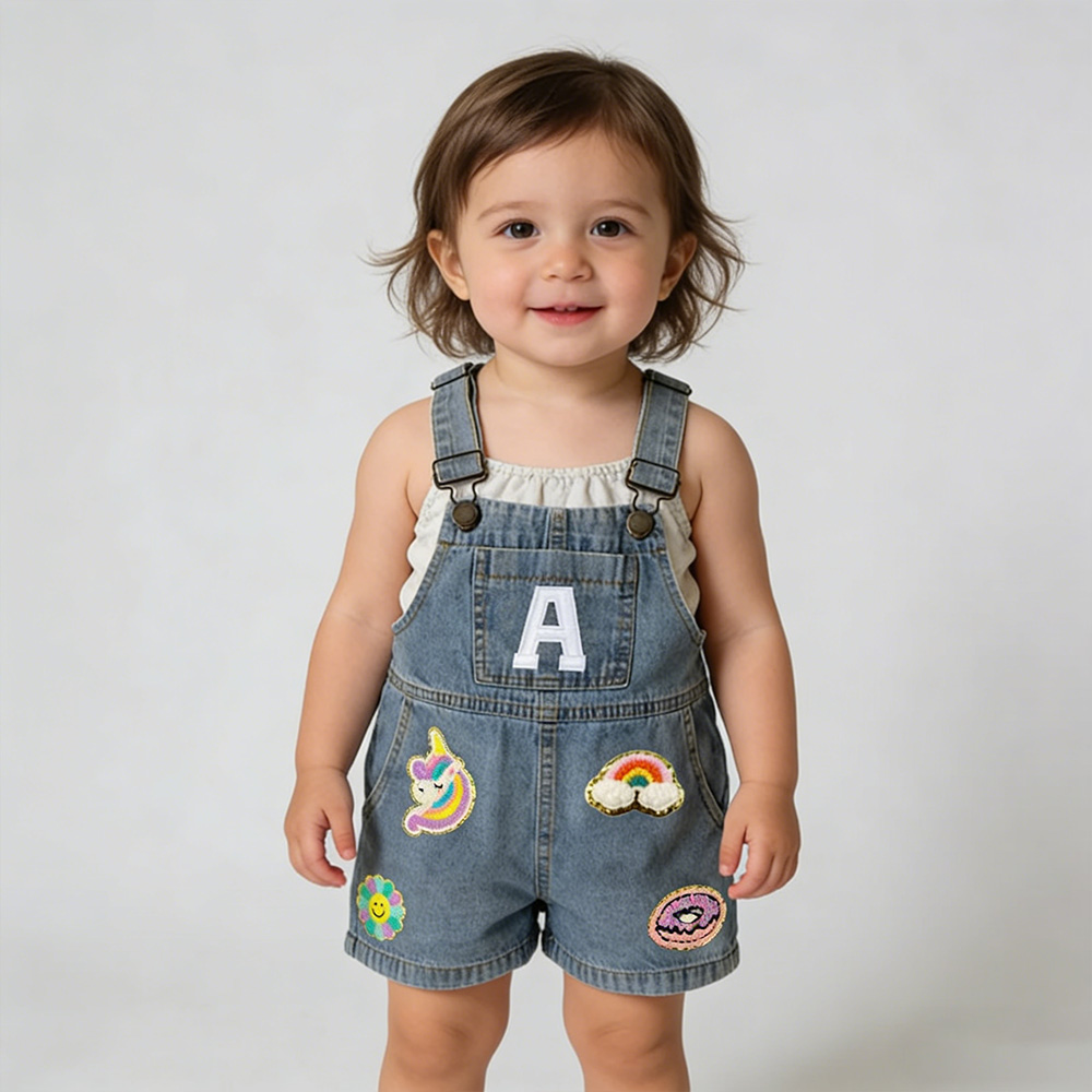 Personalized Kids Patch Denim Overalls| Pants23