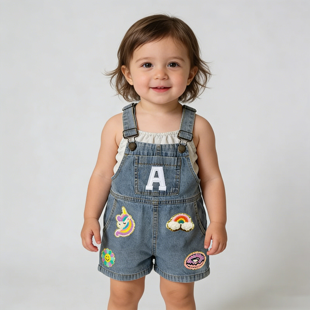 Personalized Kids Patch Denim Overalls| Pants23