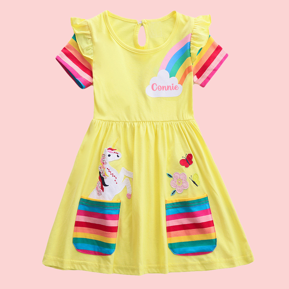 Personalized Girl Rainbow Unicorn Birthday Dress| Dress10