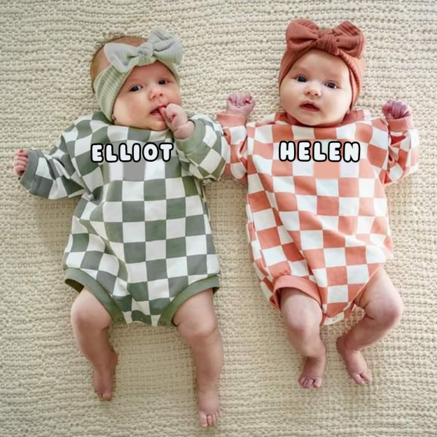 Personalized Baby Checkerboard Sweatshirt Romper| BBcloth95