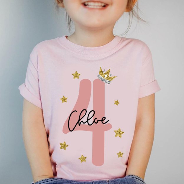 Personalized Girl Birthday Princess Theme T-Shirt| Cloth1449