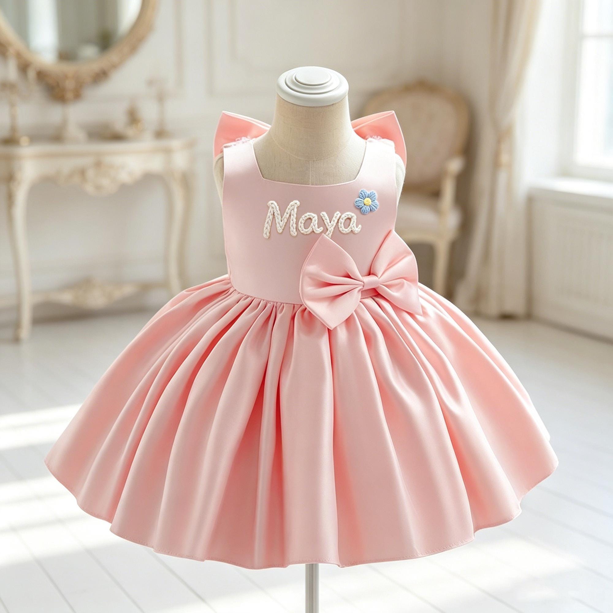 Personalized Baby Girl Embroidered Party Dress| Dress120