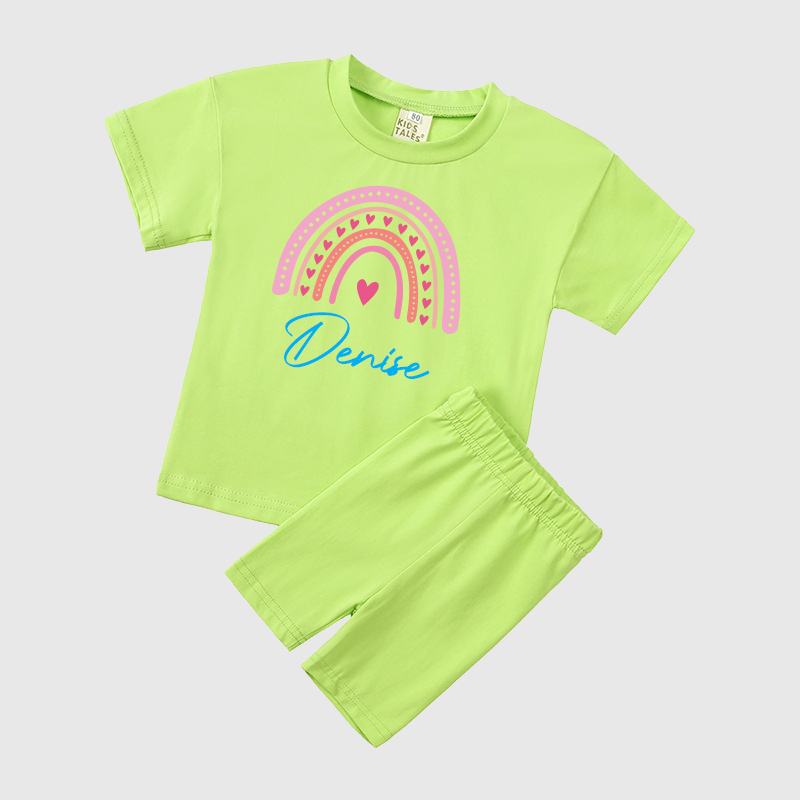 Personalized Kids Rainbow Cycling Toddler shorts Set| Cloth153