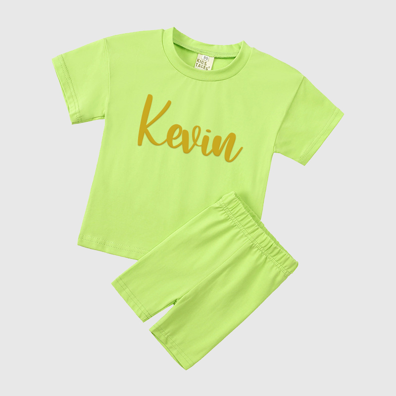 Personalized Kids Puff Vinyl Toddler Shorts Set| Cloth156