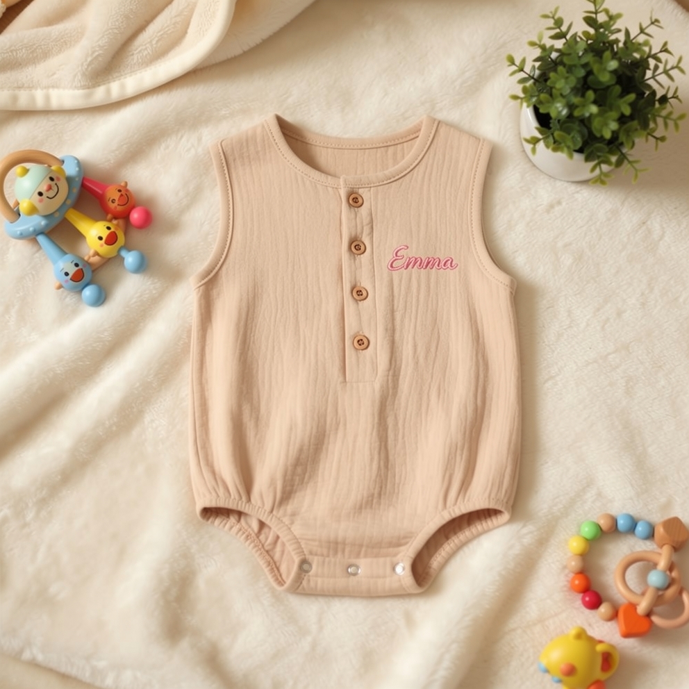 Personalized Embroidered Baby Summer Romper| BBcloth139
