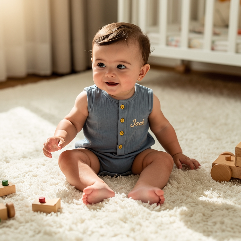 Personalized Embroidered Baby Summer Romper| BBcloth139