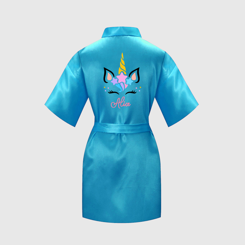 Personalized Girls Birthday Party Unicorn Silk Robe| Cloth158
