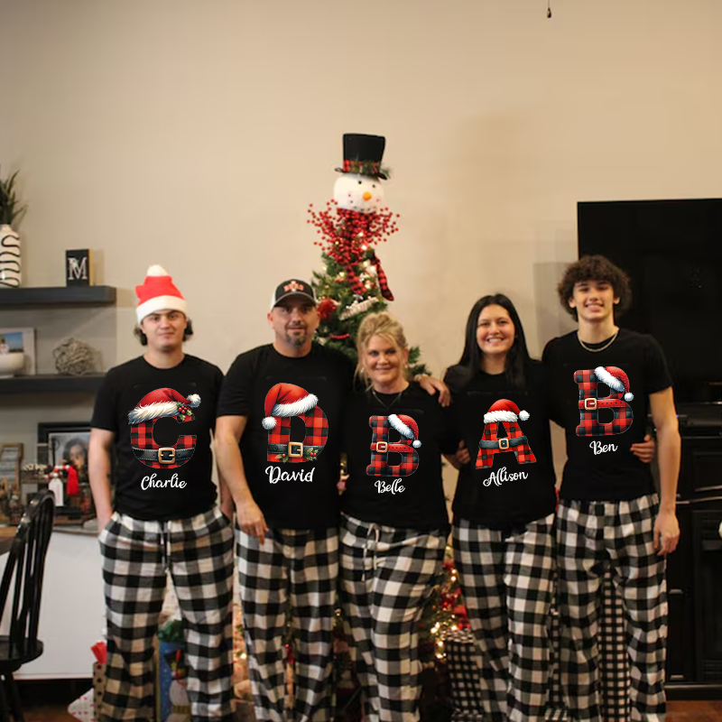 Personalized Family Christmas Monogrammed Name T-Shirt| Match0420
