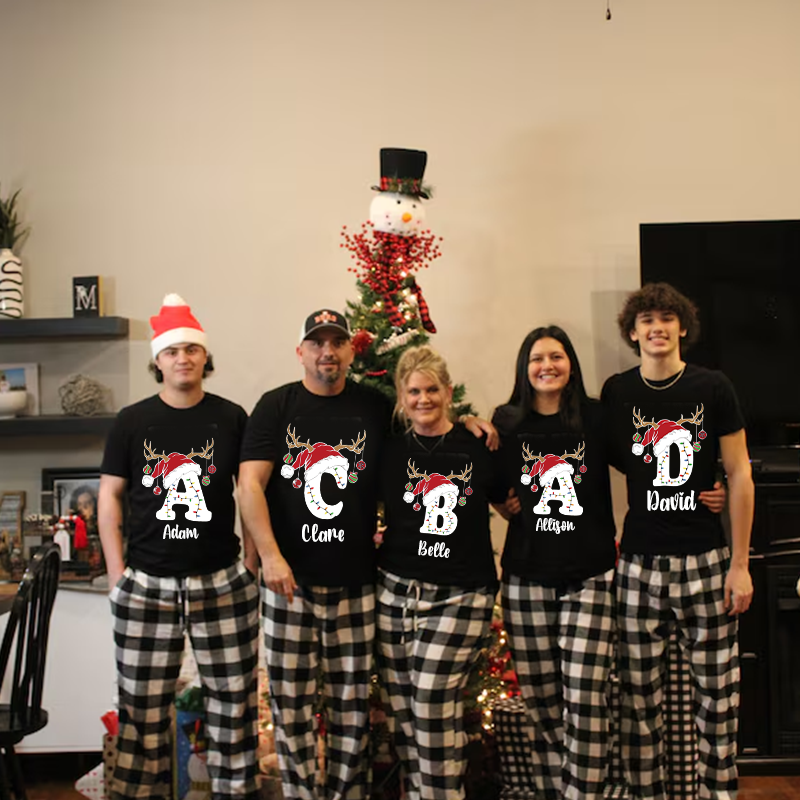 Personalized Family Christmas Monogrammed Name T-Shirt| Match0421
