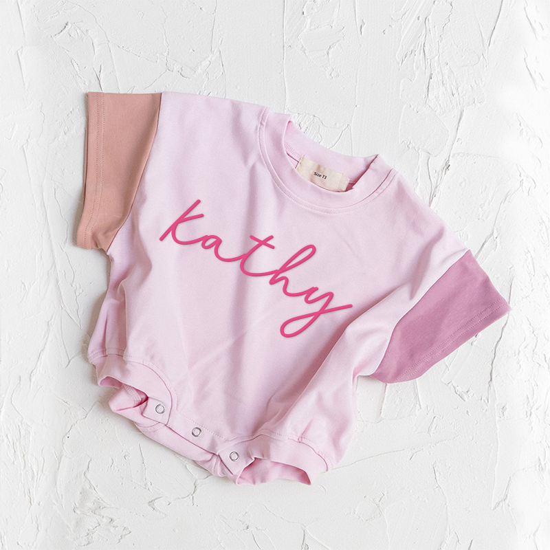 Personalized Baby Puff Name  Short Sleeve Shirt Romper| BBCloth49