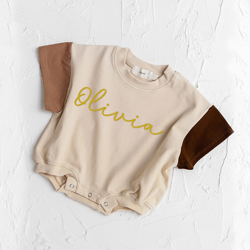 Personalized Baby Puff Name  Short Sleeve Shirt Romper| BBCloth49