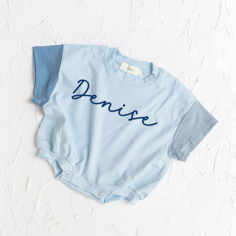 Personalized Baby Puff Name  Short Sleeve Shirt Romper| BBCloth49