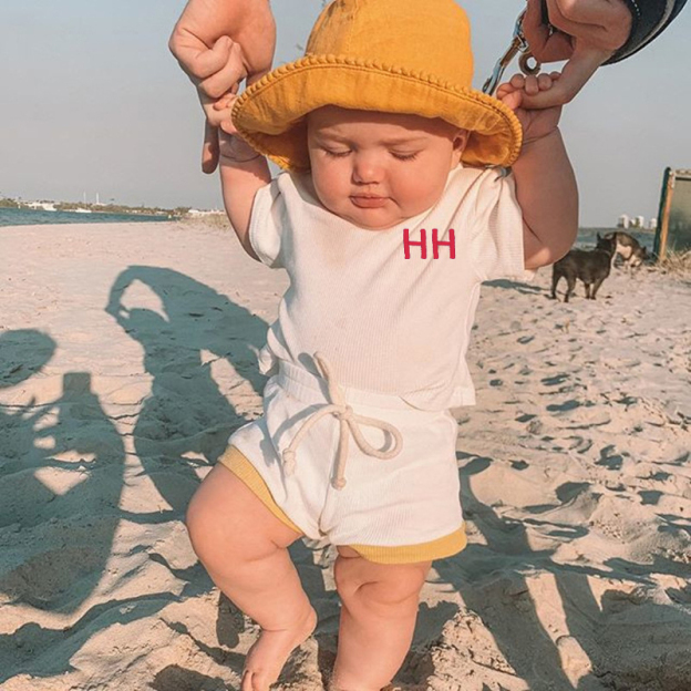 Personalized Kids Initials Ribbed Toddler Shorts Set| Cloth154