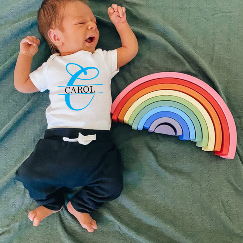 Personalized Baby Split Monogram Alphabet Onesie| BBCloth47