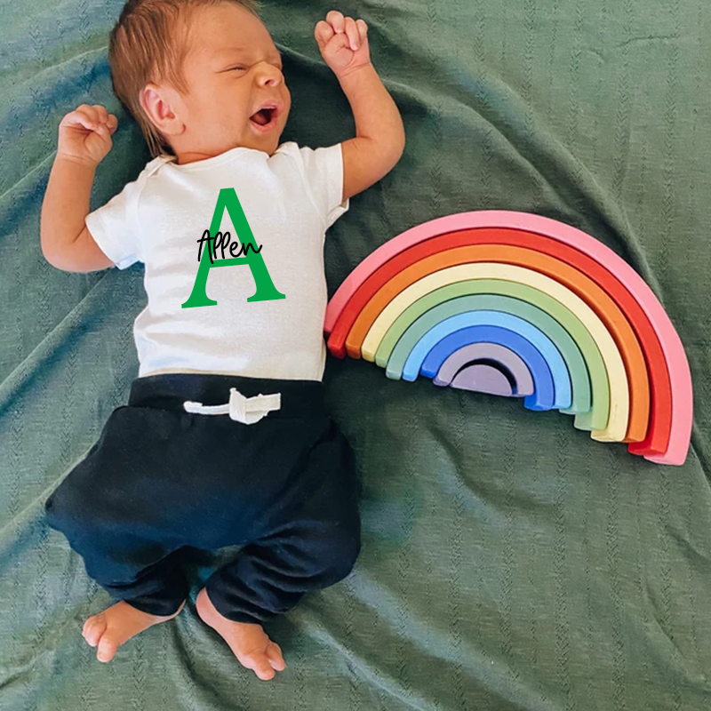 Personalized Baby Initials & Name Cozy Onesie| BBCloth26