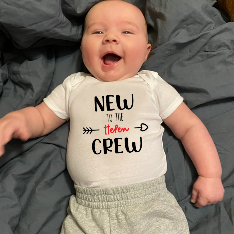 Personalized Baby New To The Crew Cozy Onesie| BBCloth17