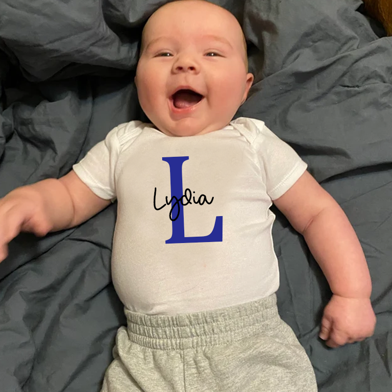 Personalized Baby Initials & Name Cozy Onesie| BBCloth26