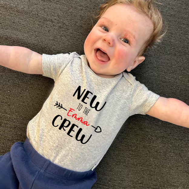 Personalized Baby New To The Crew Cozy Onesie| BBCloth17
