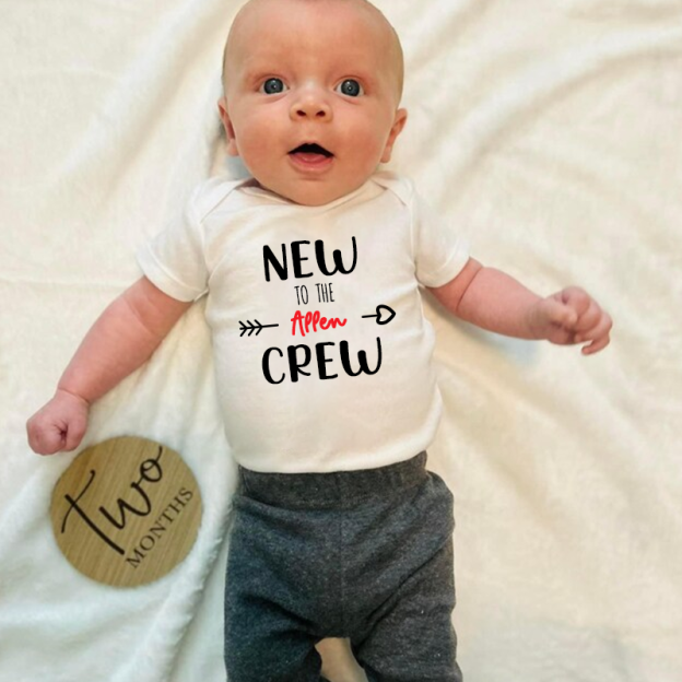 Personalized Baby New To The Crew Cozy Onesie| BBCloth17