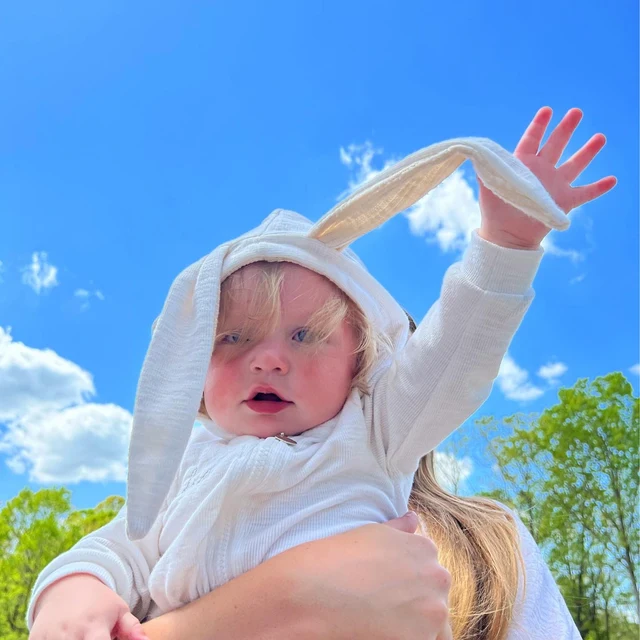 Personalized Embroidered Bunny Ear Baby Romper| Cloth121