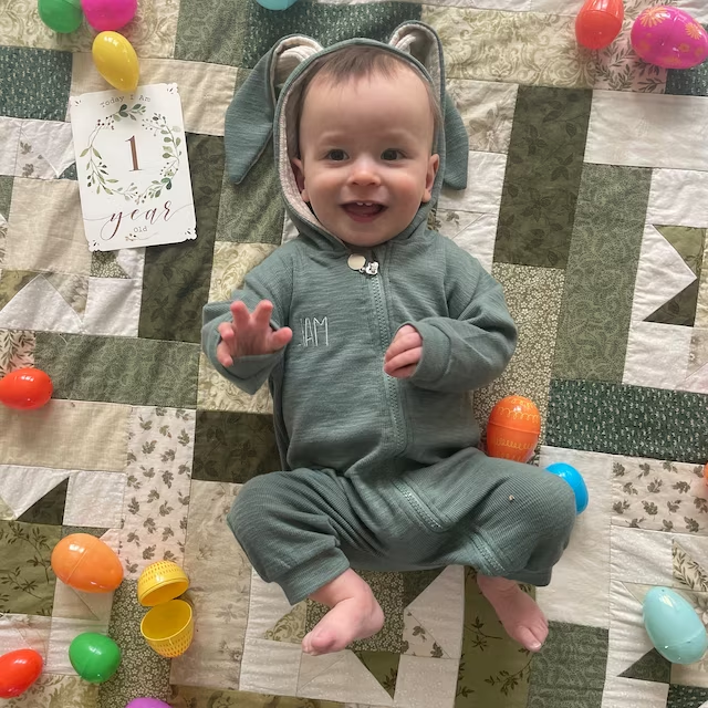 Personalized Embroidered Bunny Ear Baby Romper| Cloth121