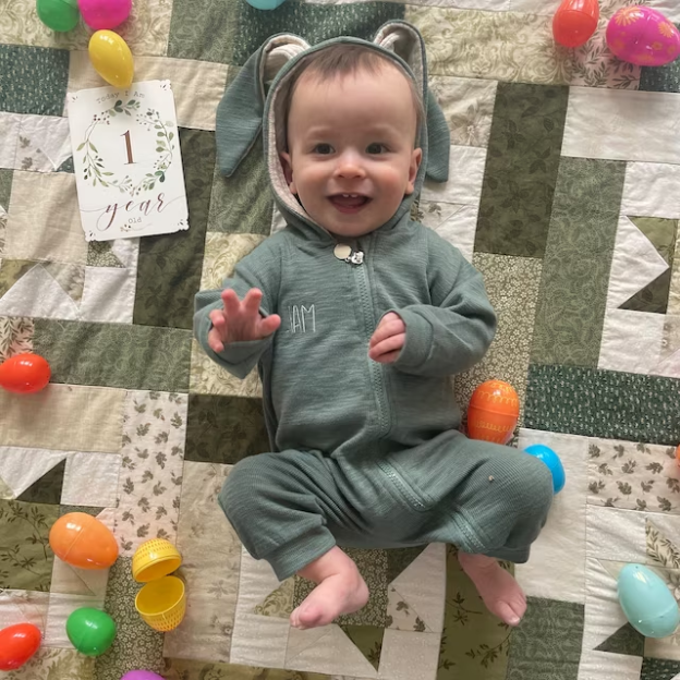 Personalized Embroidered Bunny Ear Baby Romper| Cloth121