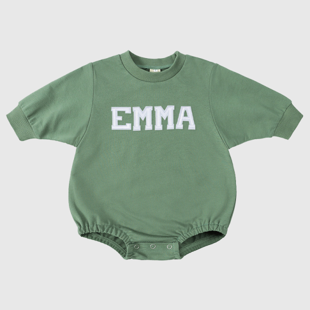 Personalized Baby Patch Bubble Sweatshirt Romper| BBcloth25