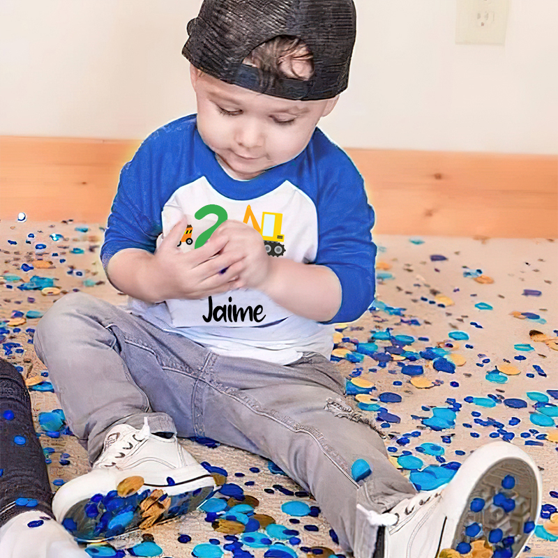 Personalized Boys Truck Long Sleeves Birthday Shirt| Cloth118