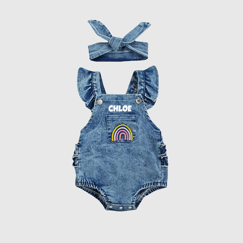 Personalized Baby Girl Denim Romper| BBcloth86
